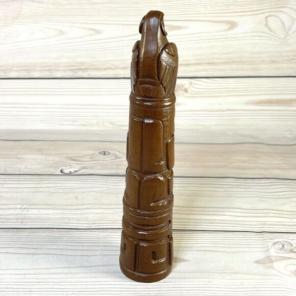 Red Mill 1990 Totem Pole Handcrafted Pecan Resin Wood 9” Tiki Statue Figure VTG - Picture 3 of 12